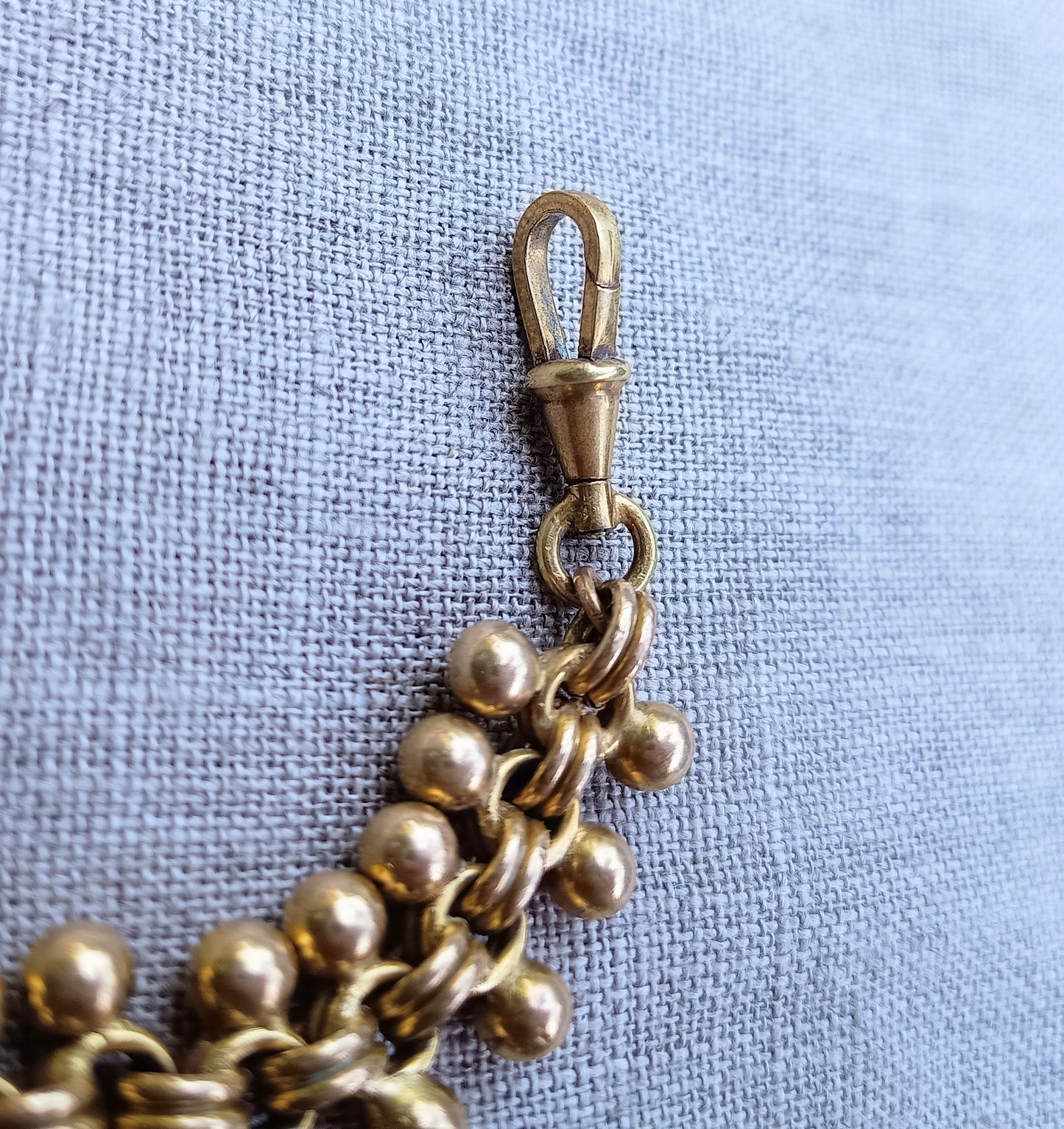 Antique High Victorian Etruscan Revival Necklace: Dog Clip, Fancy Watch Chain, 19th cent
