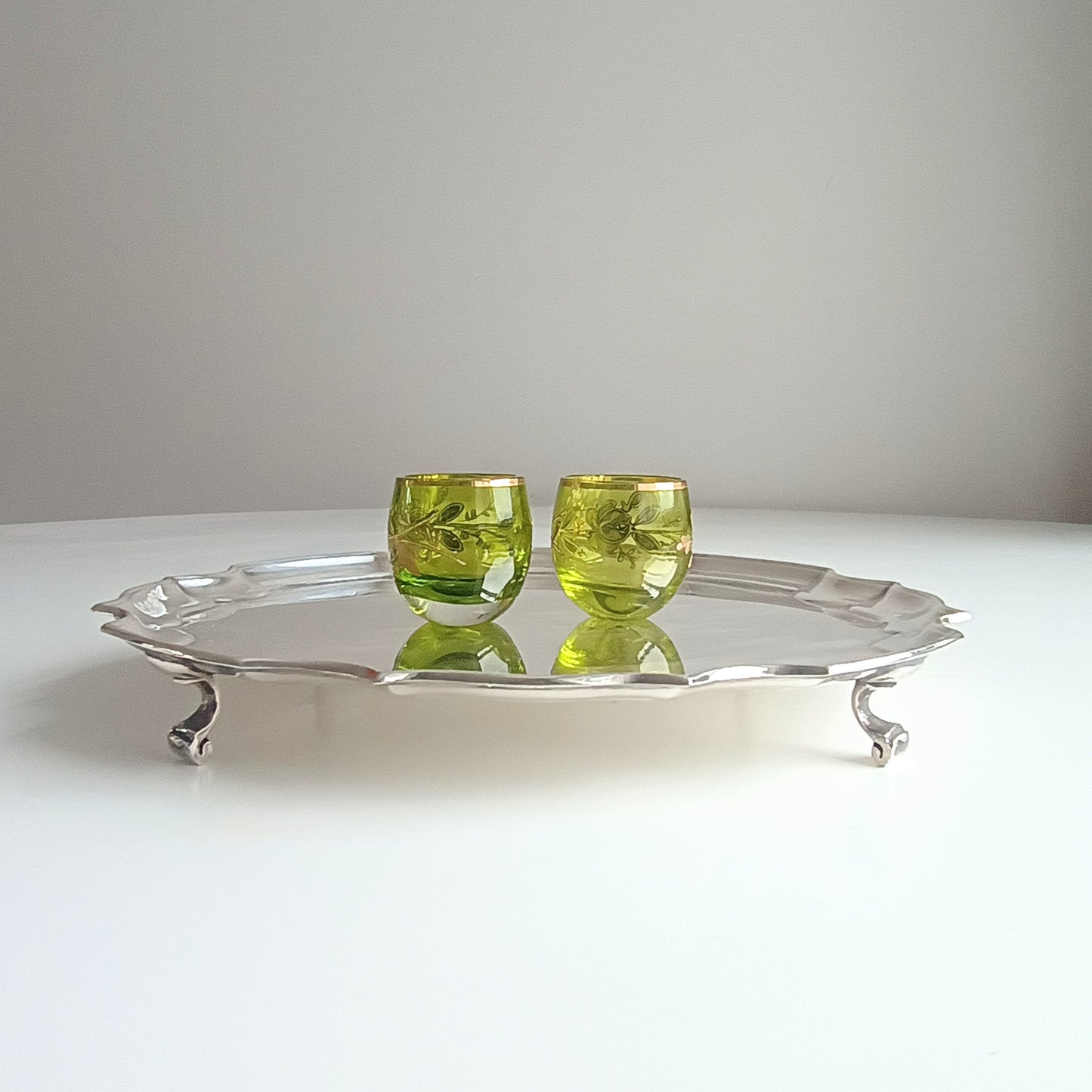 Antique Mappin and Webb Silver Plated Salver or Small Drinks Tray