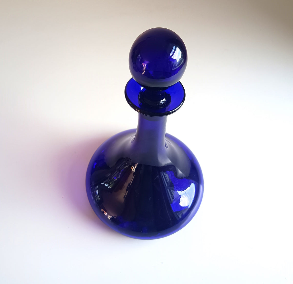 Antique English Bristol Blue Individual Mell Decanter, Ships Spirits or Gin Bottle / Carafe