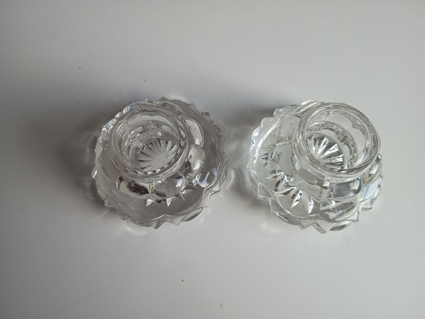 Pair of Antique Russian Pressed Cut Glass Inkwells “Maltsov” | Goose-Crystalni Factory | Circa Late 19th Century
