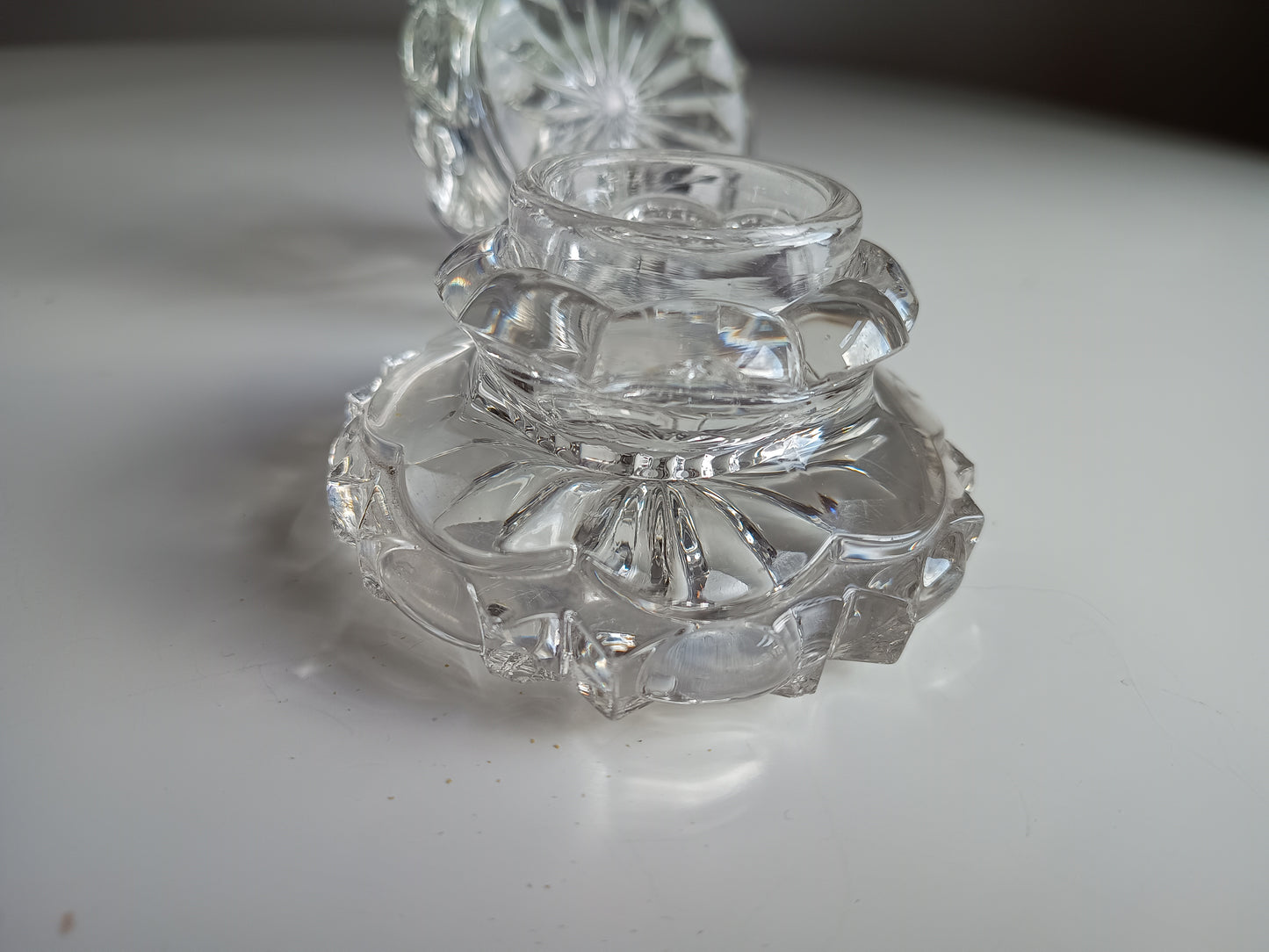 Pair of Antique Russian Pressed Cut Glass Inkwells “Maltsov” | Goose-Crystalni Factory | Circa Late 19th Century