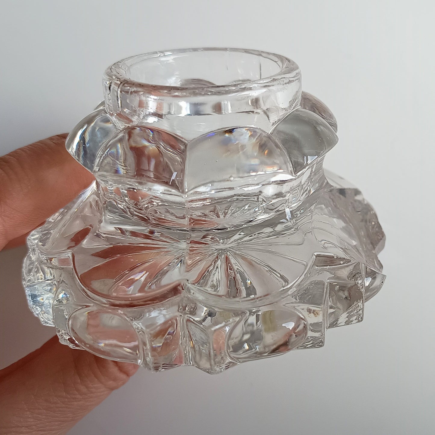 Pair of Antique Russian Pressed Cut Glass Inkwells “Maltsov” | Goose-Crystalni Factory | Circa Late 19th Century