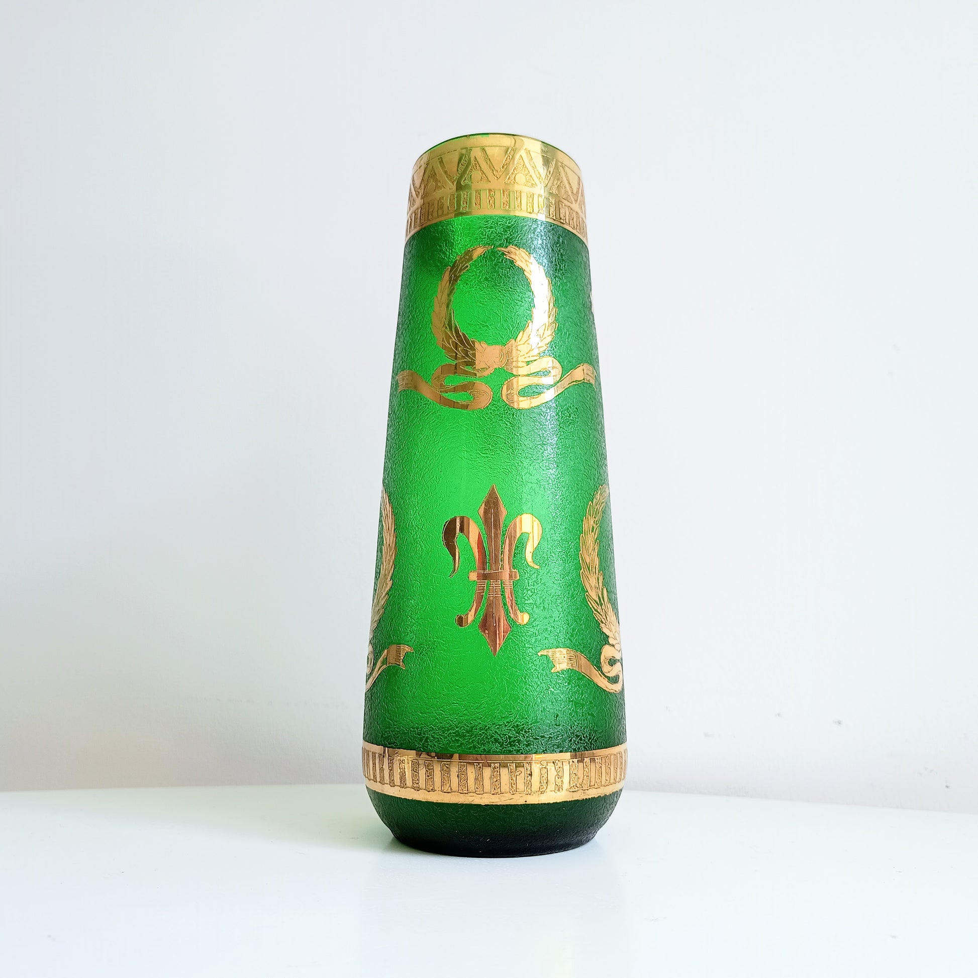 Art Nouveau emerald green legras acid etched vase 19th century