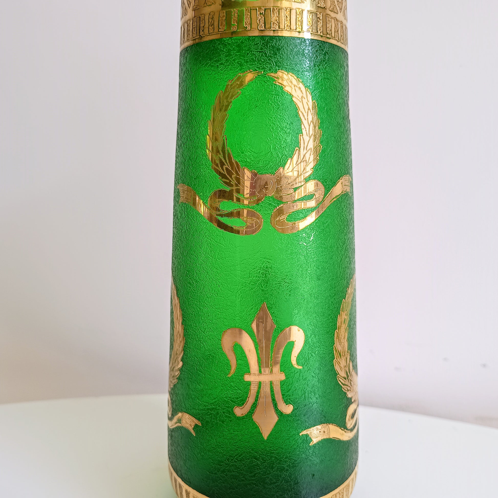 Art Nouveau emerald green legras acid etched vase 19th century