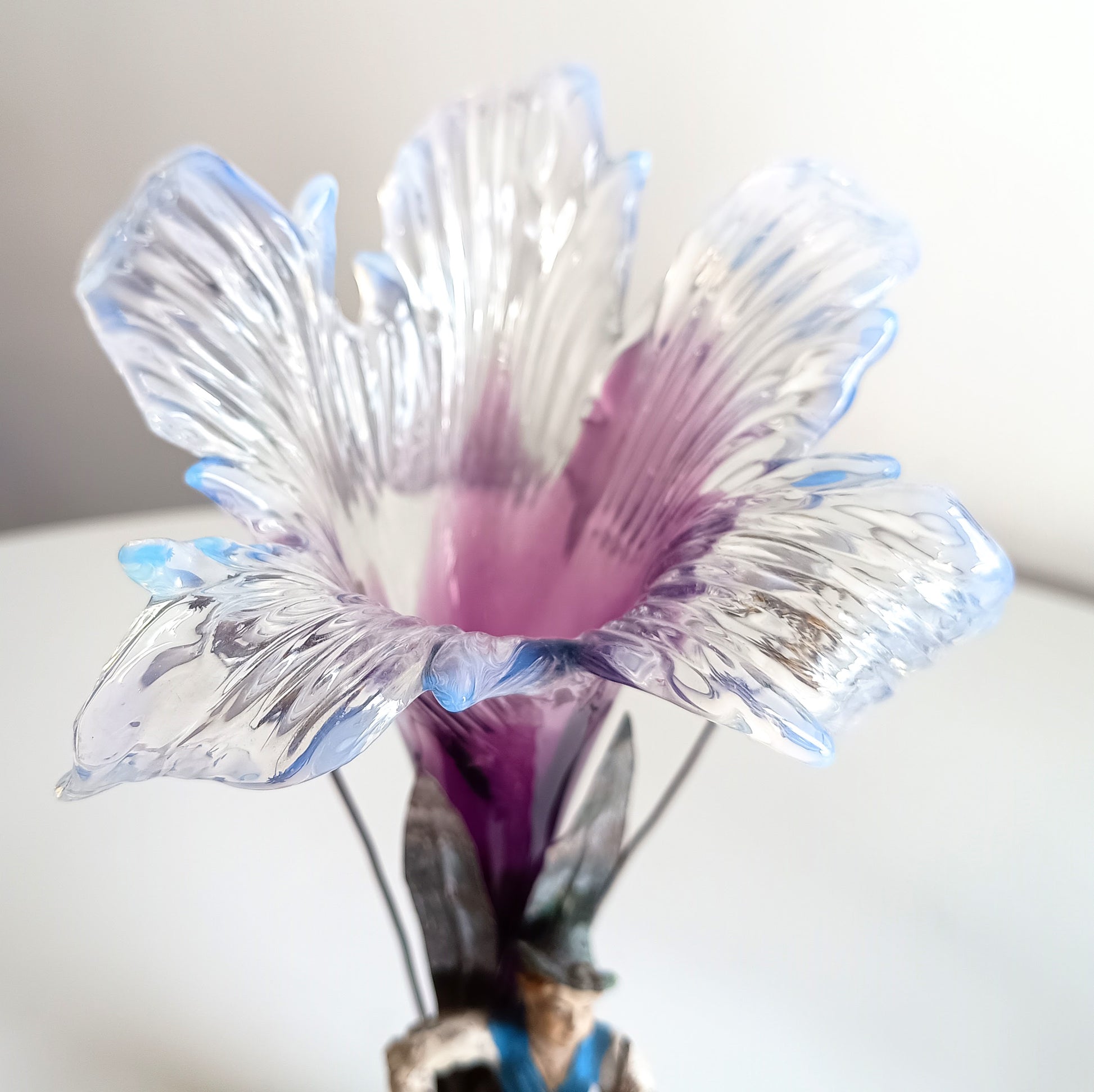 Vienna School Art Nouveau Floriform Glass Solifleur Vases with Cold Painted Metal Pedestals | Wilhelm Kralik