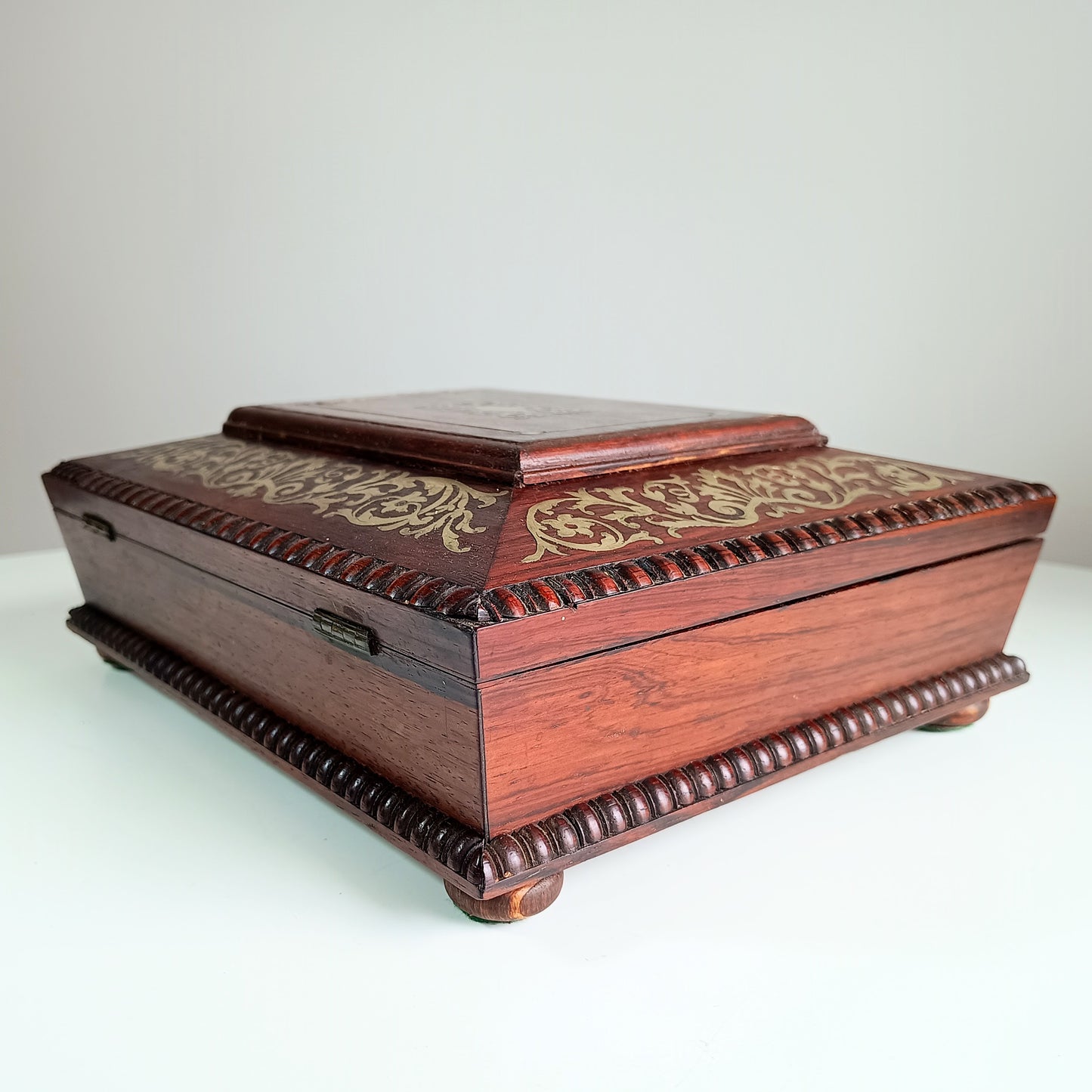 Antique 1830s Regency Boulle Work Casket Box Mahogany or Rosewood Irish or English