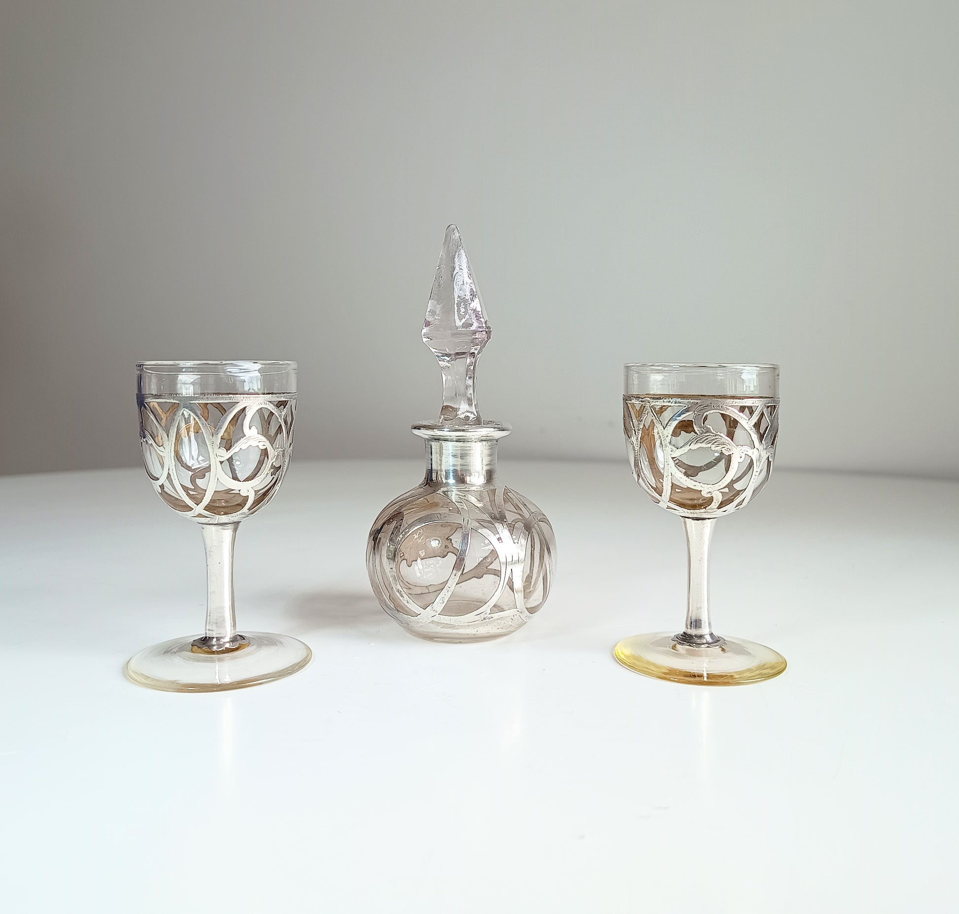 Alvin Silver overlay glass