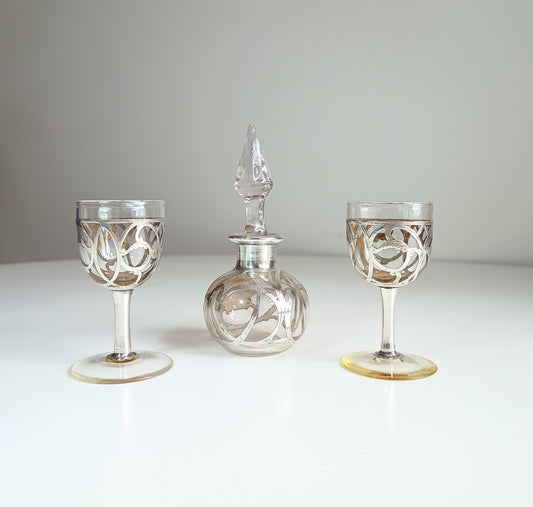 Alvin Silver overlay glass