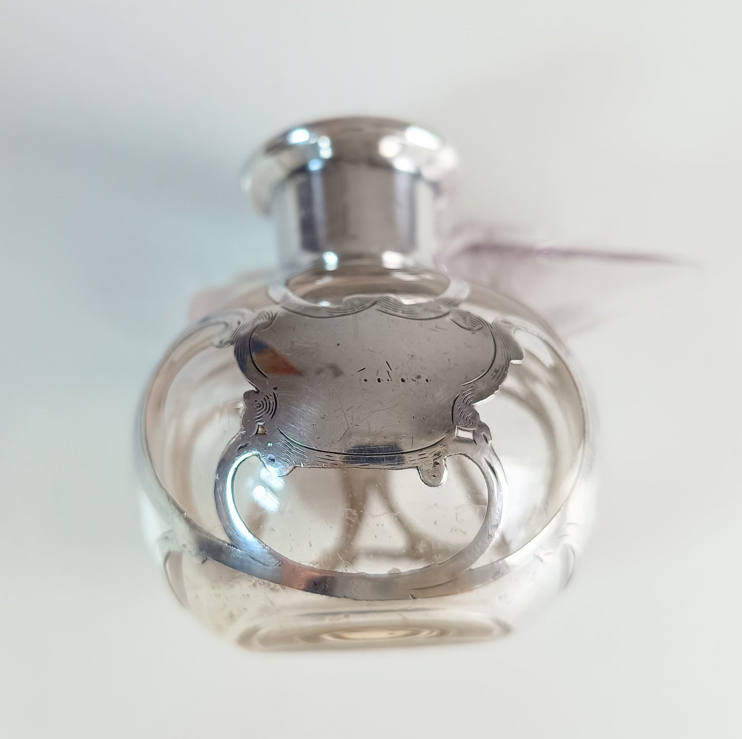 Art Nouveau antique solid sterling silver overlay Bitter bottle with two aperitif glasses 1900s