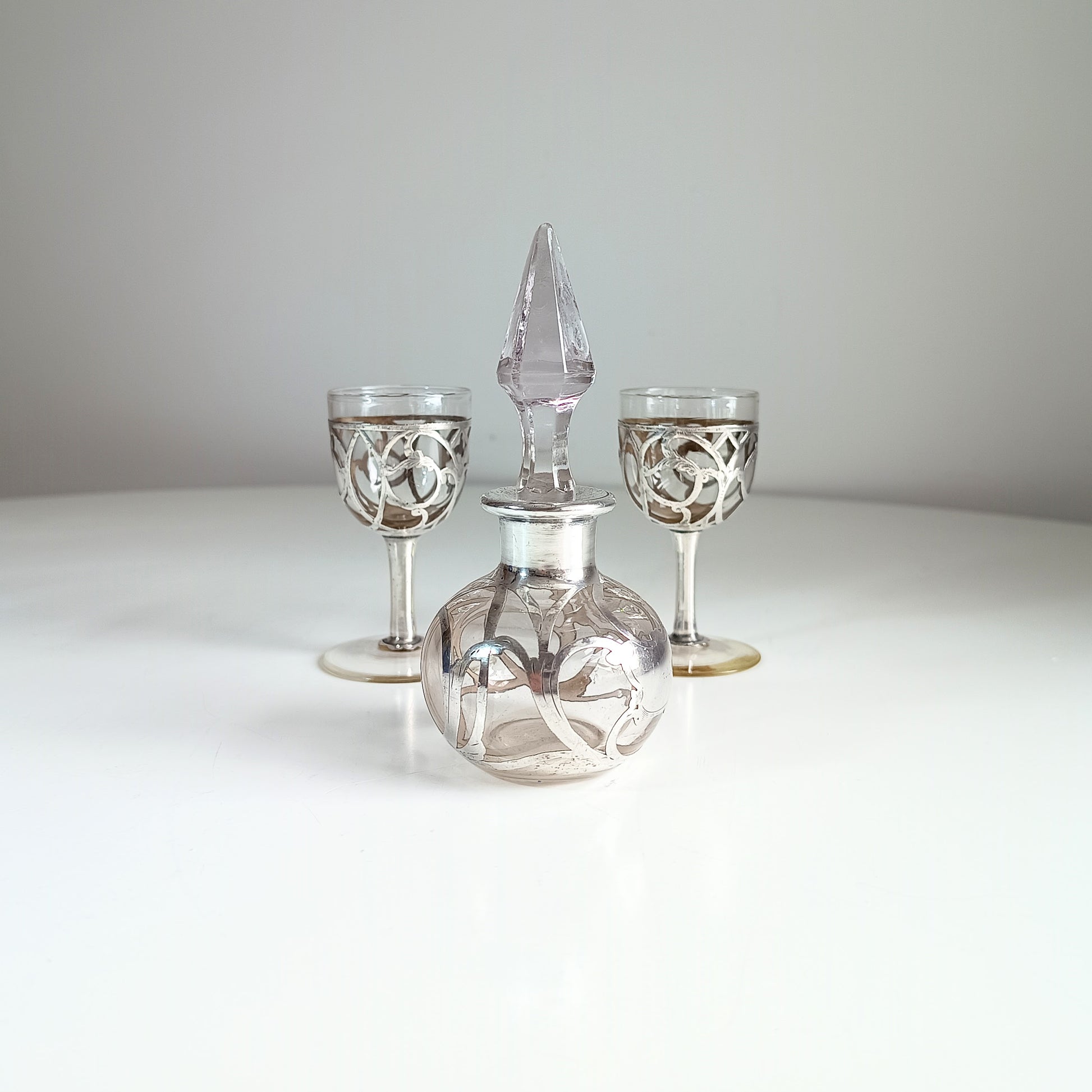 Antique American Silver Overlay glass Alvin