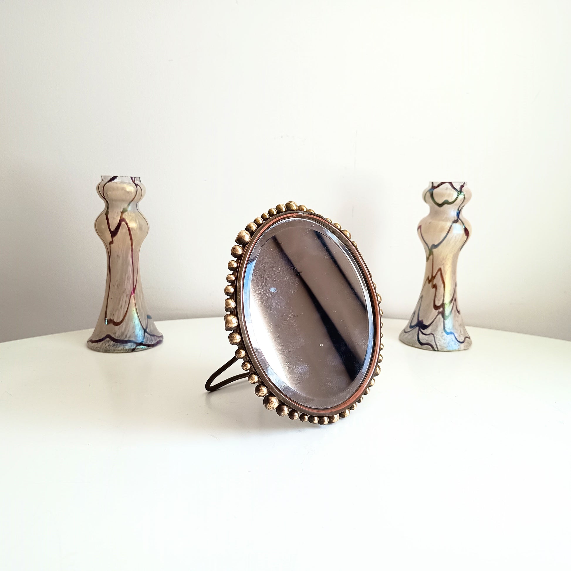 Vereinigte Werkstätten Mirror with Brass Balls beading