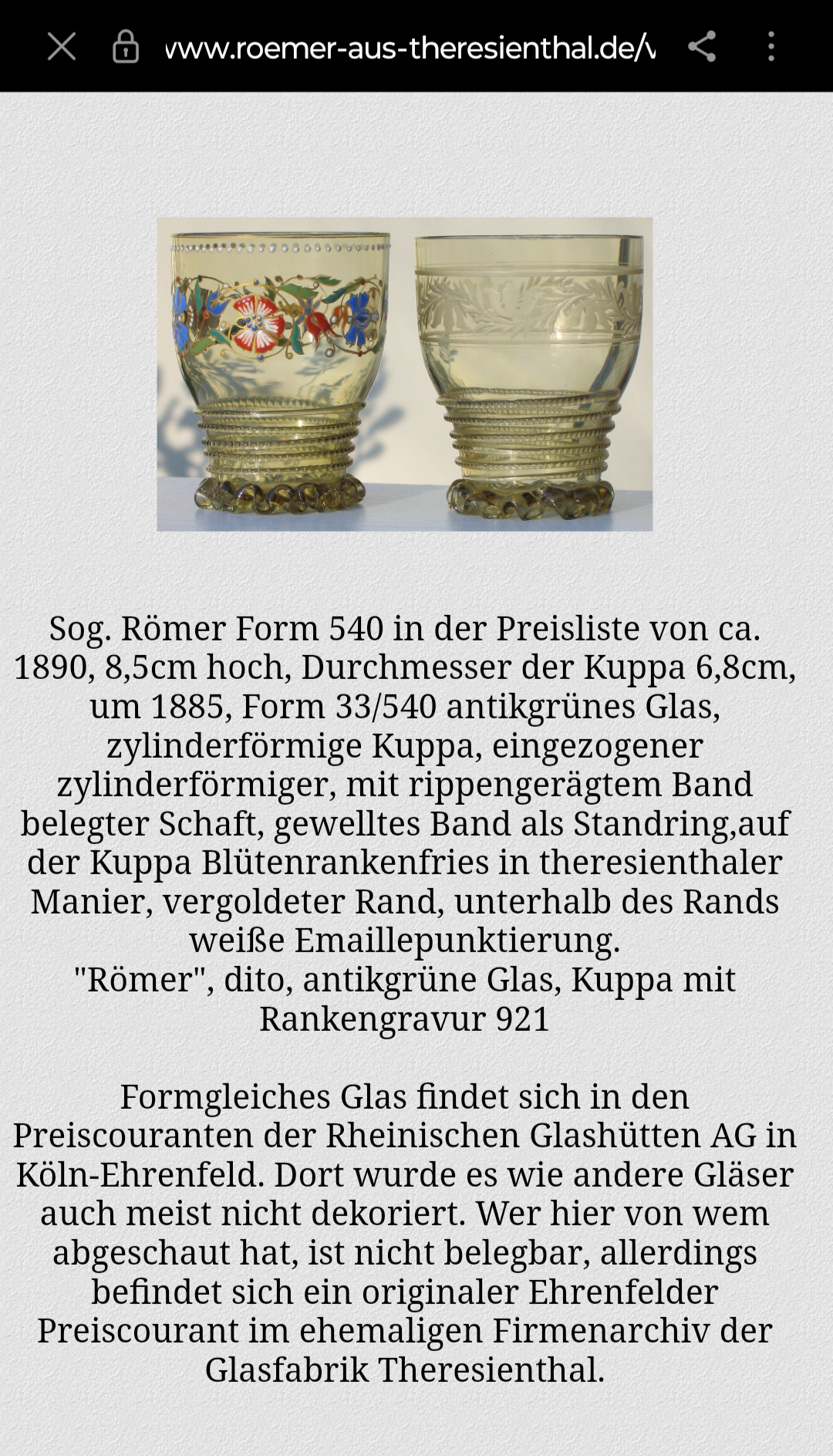 Theresienthal Historismus Enamelled Olive Green Antikgrün Glass "Roman" Beaker by Henrietta Von Porschinger, Renaissance Revival