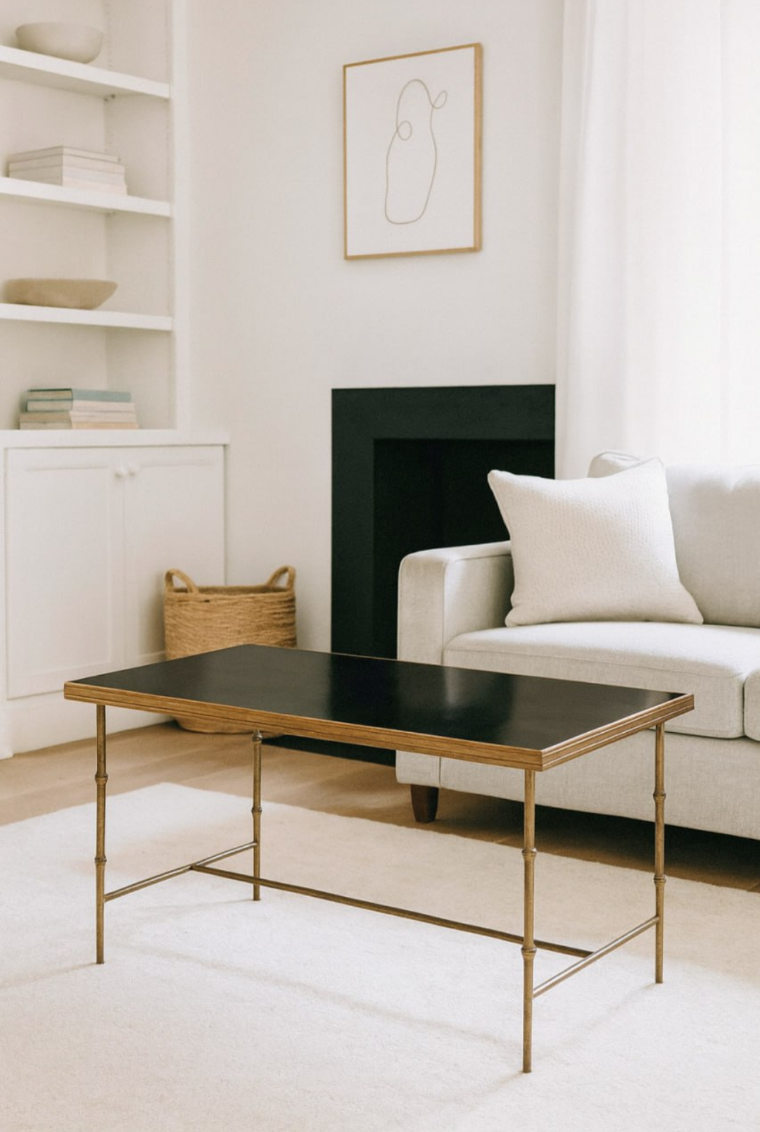 Mid-Century Faux Bamboo Brass Coffee Table, Style of Maison Jansen and Maison Baguès