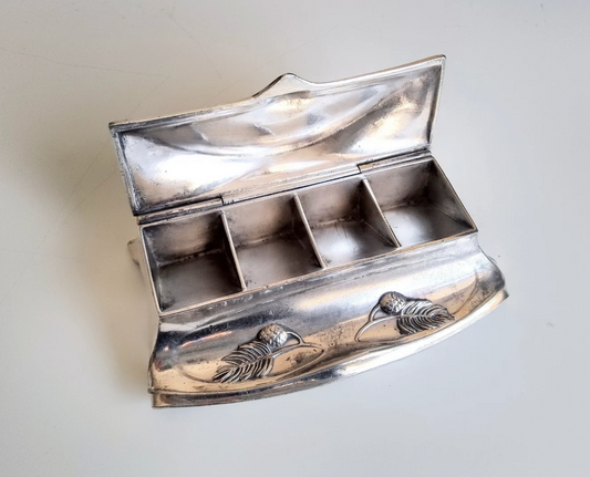 WMF Art Nouveau silver tone Box circa 1920 with Pine Cones Design Jugendstil Cessation Era