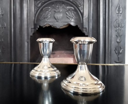 Pair of Quality Art Deco Sterling Silver Classic Candle Holders by Birks of Montreal