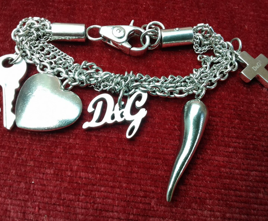 Authentic D&G Jewels by Dolce and Gabbana Logo Gothic Bracelet with Crucifix