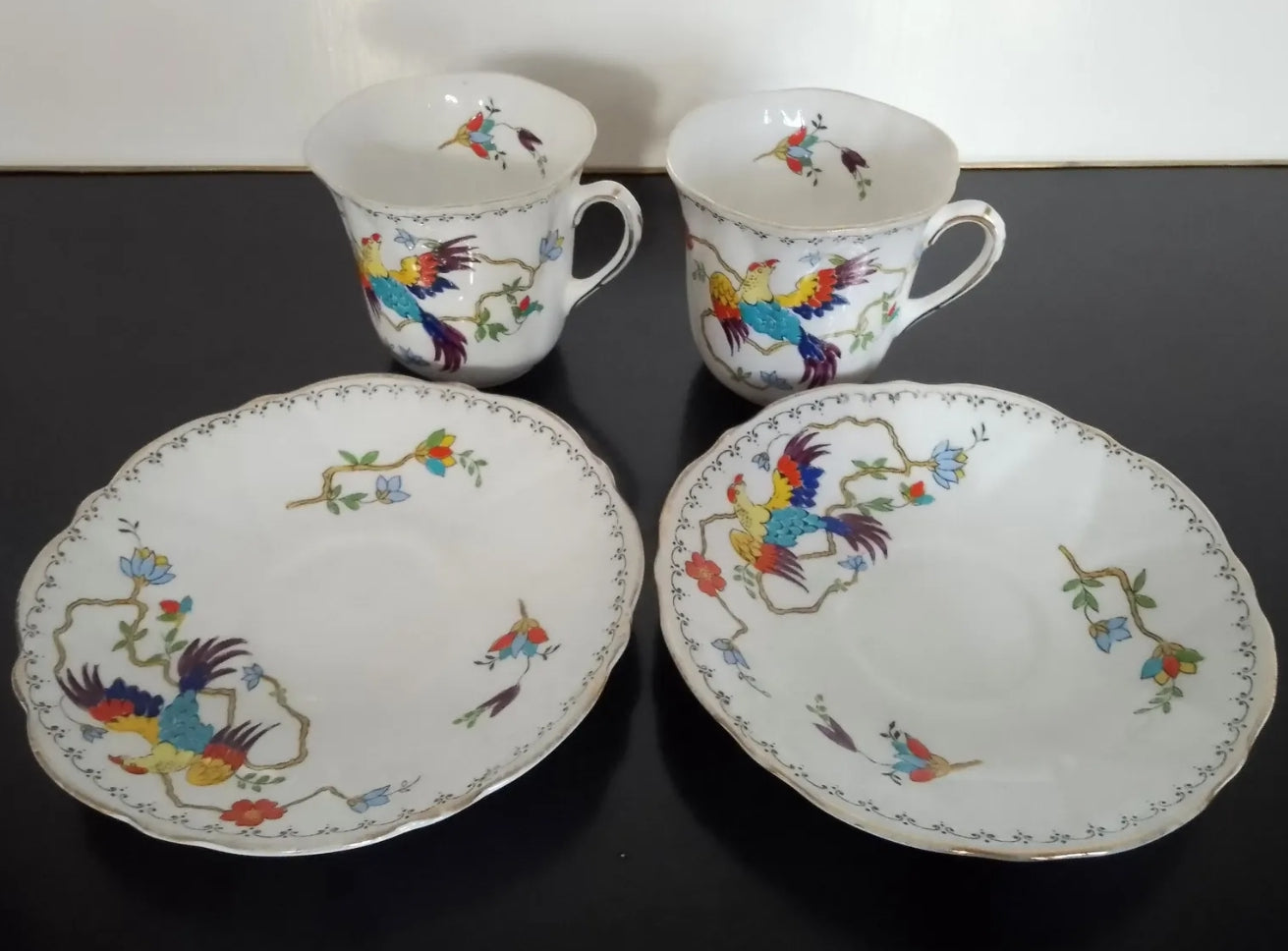 English Porcelain Aesthetic Movement Style Birds Butterflies