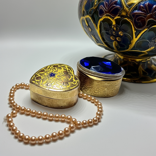 Two pill boxes made in italy blue crystal lid