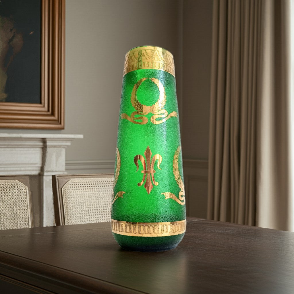 Art Nouveau emerald green legras acid etched vase 19th century