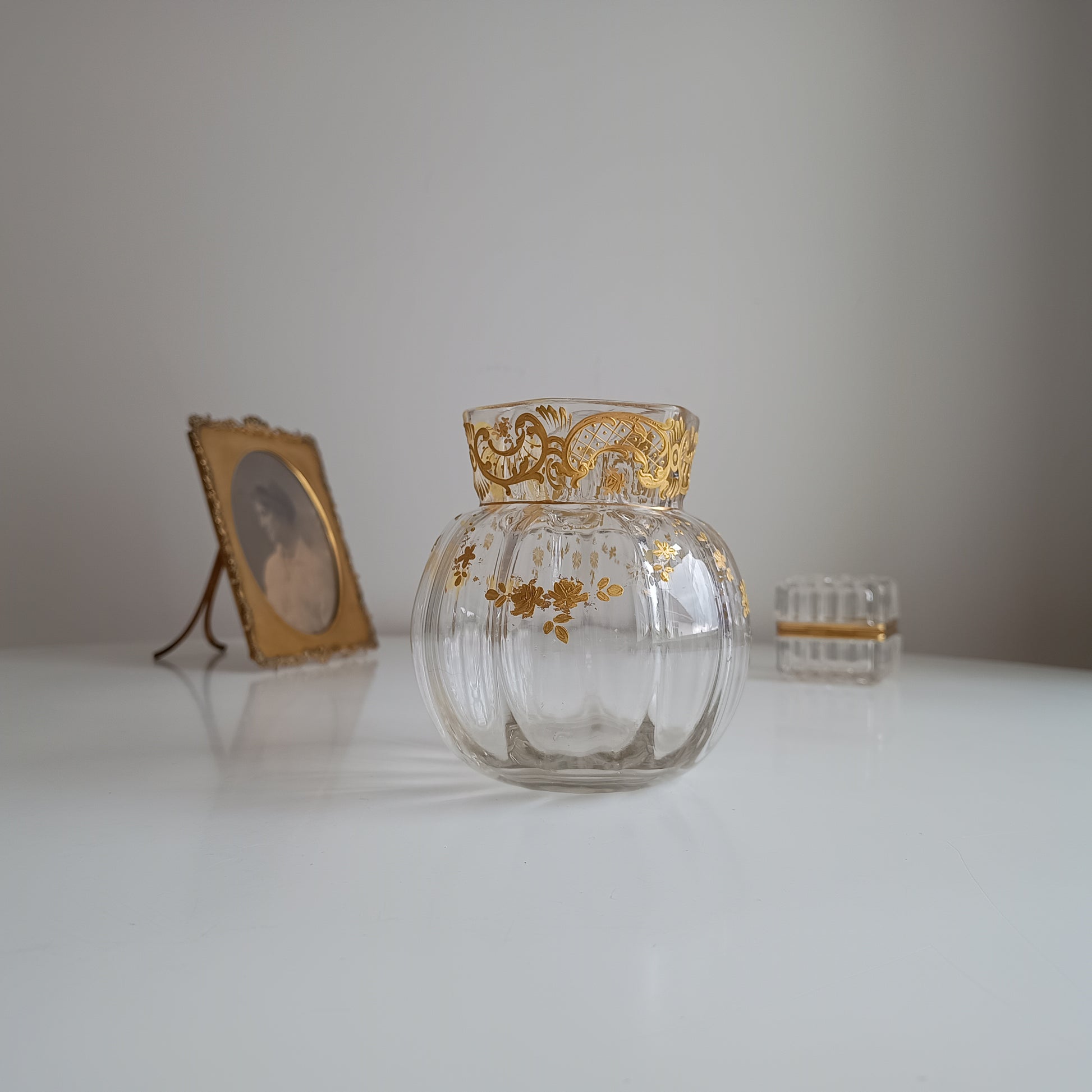 Art Glass Rose Ball Vase Jules Barbe for Thomas Webb circa 1890s St Louis Style