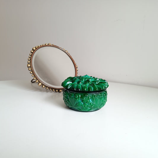 Art Deco Malachite Glass box and Jugendstil mirror