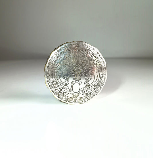 Art Nouveau Vintage Silver Plate on Brass Lidded Presentation Ring or Trinket Box by Guido Galbiati