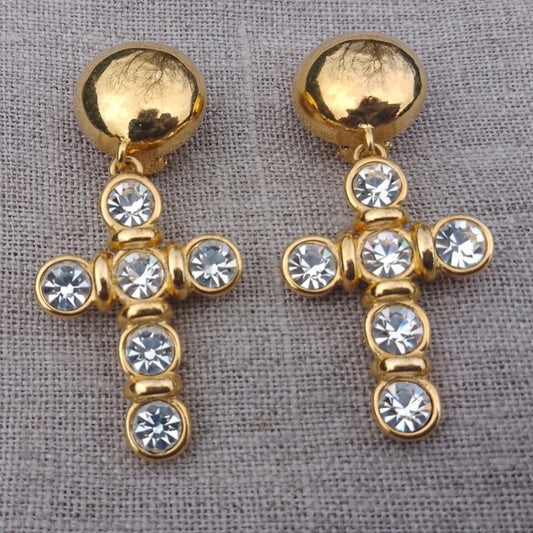 Valentino - Authentic Vintage Couture Signed Crucifix Earrings