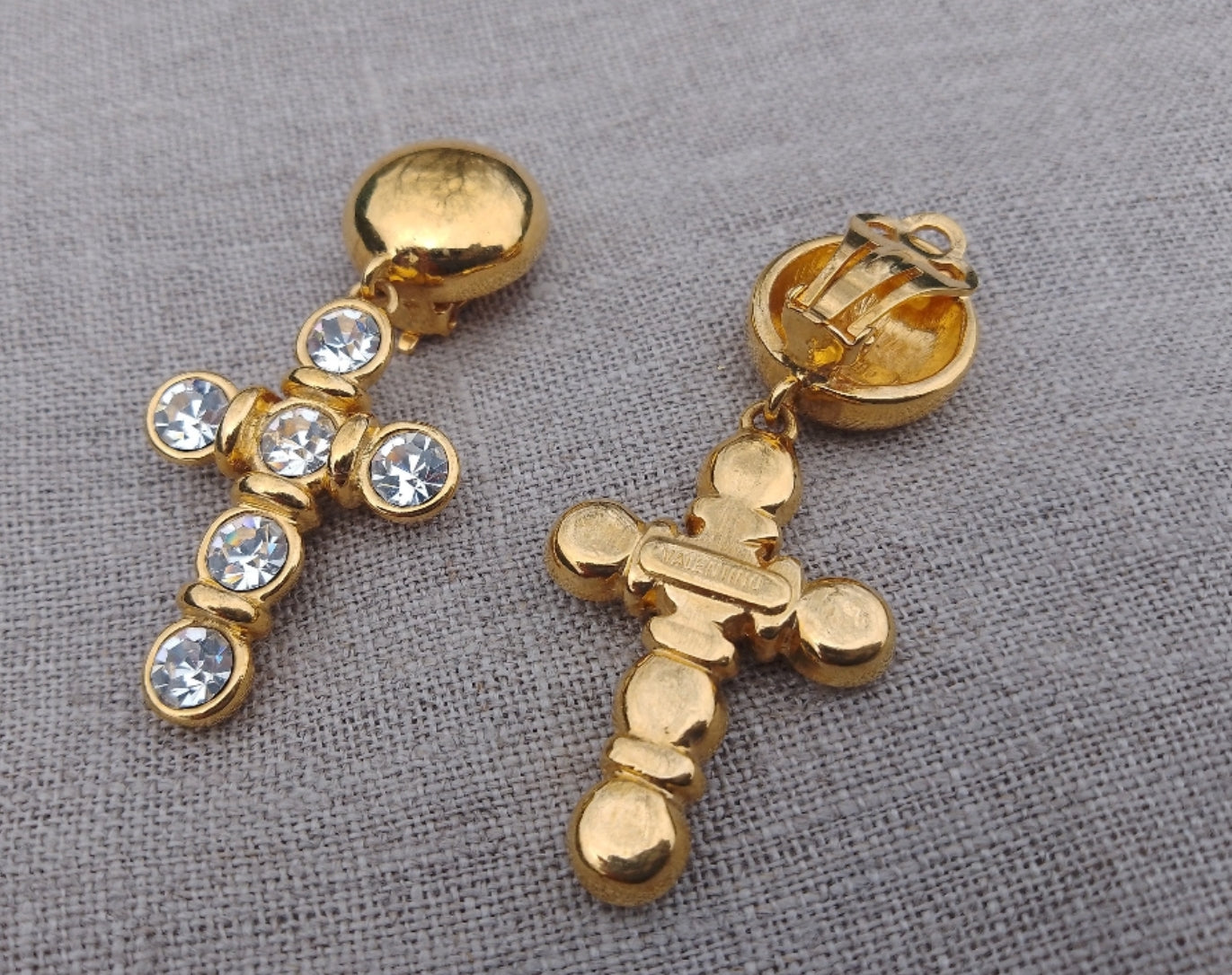 Valentino - Authentic Vintage Couture Signed Crucifix Earrings