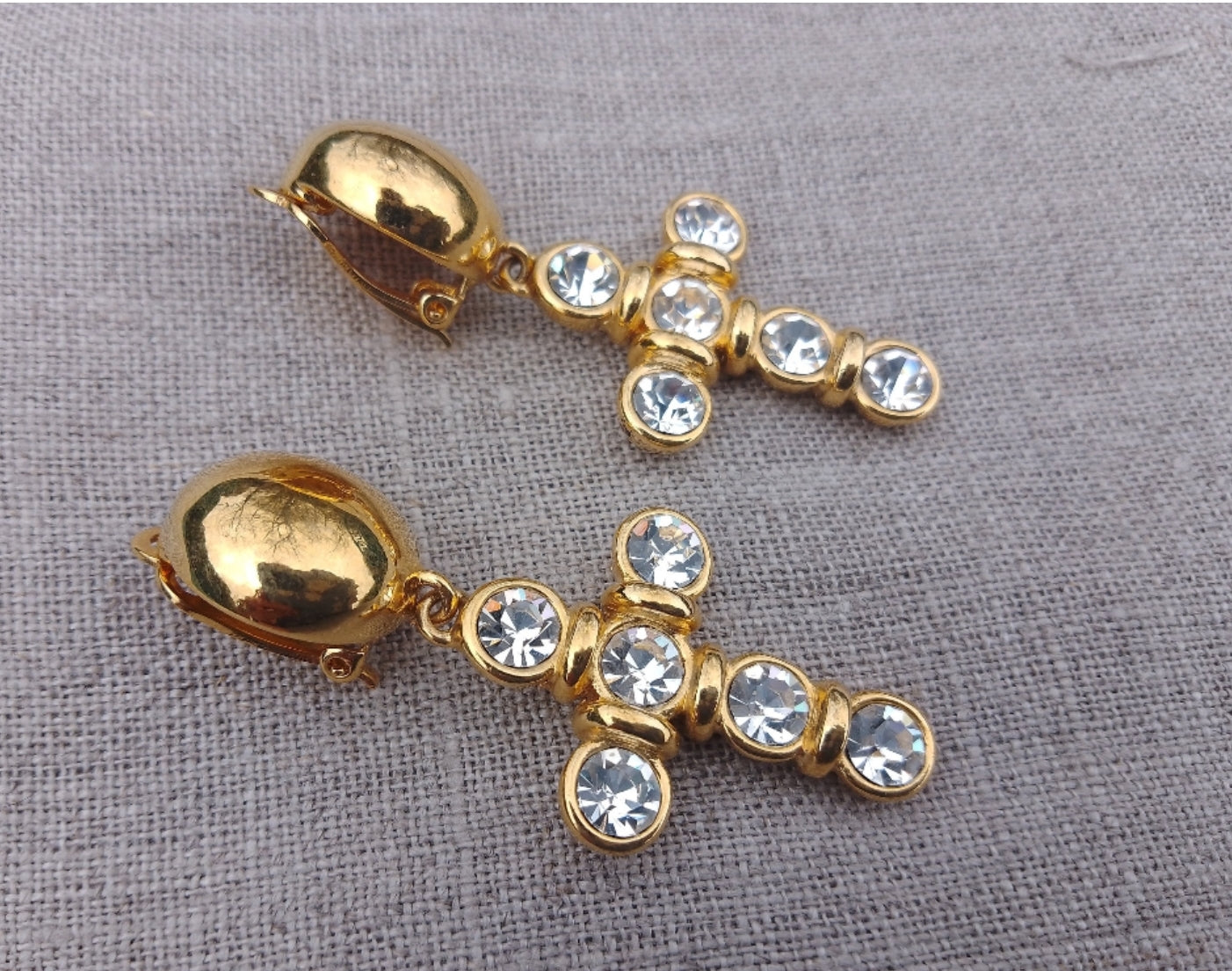 Valentino - Authentic Vintage Couture Signed Crucifix Earrings