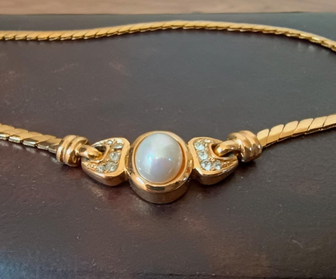 1980s Christian Dior - Authentic Vintage Signed Cream Enamel Necklace