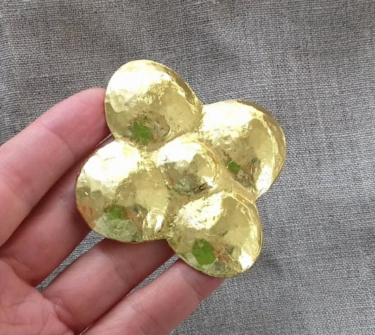 Lanvin - Authentic Vintage Couture Iconic Four Leaf Clover Oversize Statement Brooch by Lanvin Brutalist Style