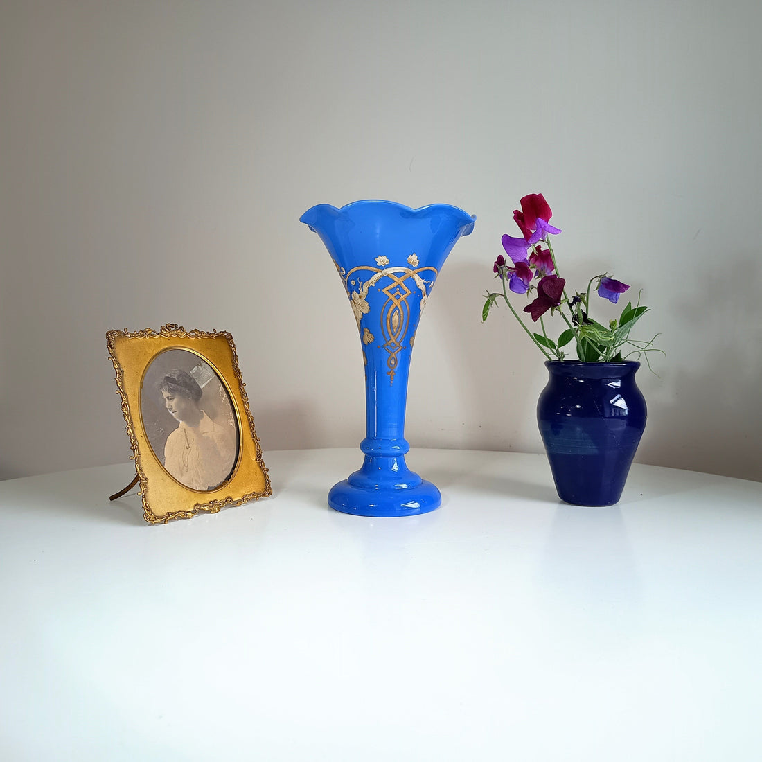 19th-century Bohemian Harrach Blue opaline glass
