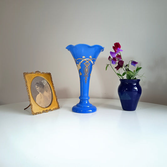 19th-century Bohemian Harrach Blue opaline glass