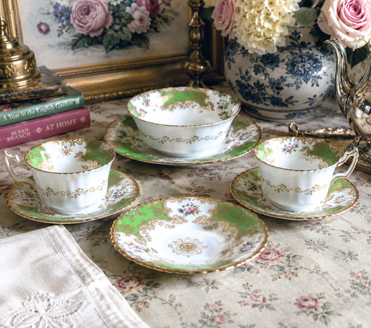 Antique Victorian English Coalport Tea Set for 2
