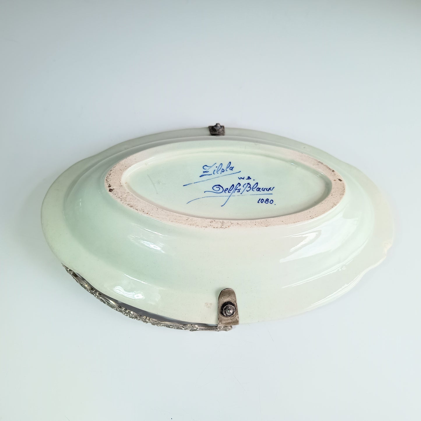 Vintage Delftware Pastry Server with 830 Silver Swing Handle – Delft Blauw, Pre/Post WWII, BW Factory