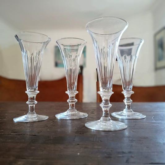 Vintage Crystal Champagne Flutes Georgian Wine Glasses 