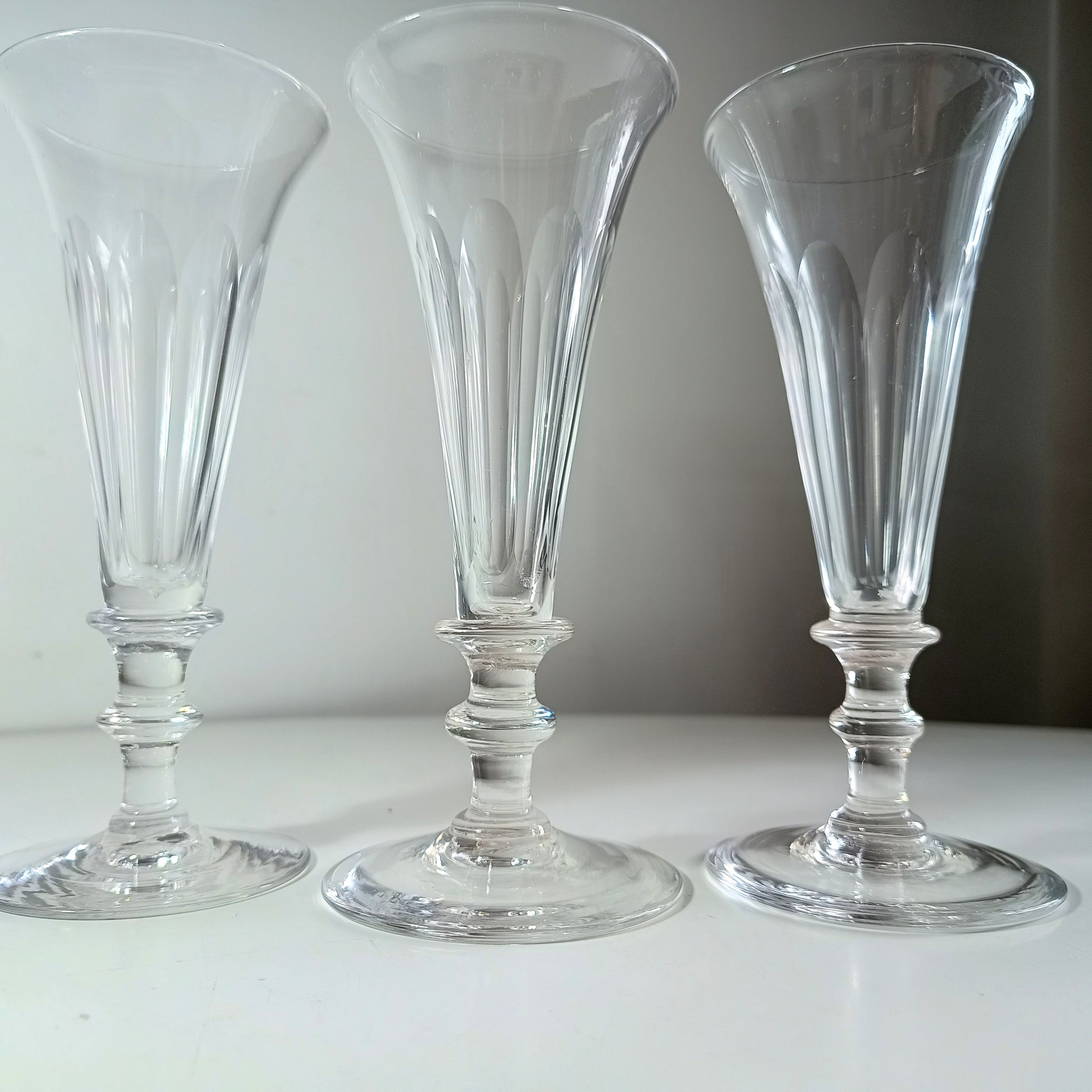 Vintage Crystal Champagne Flutes Georgian Wine Glasses 