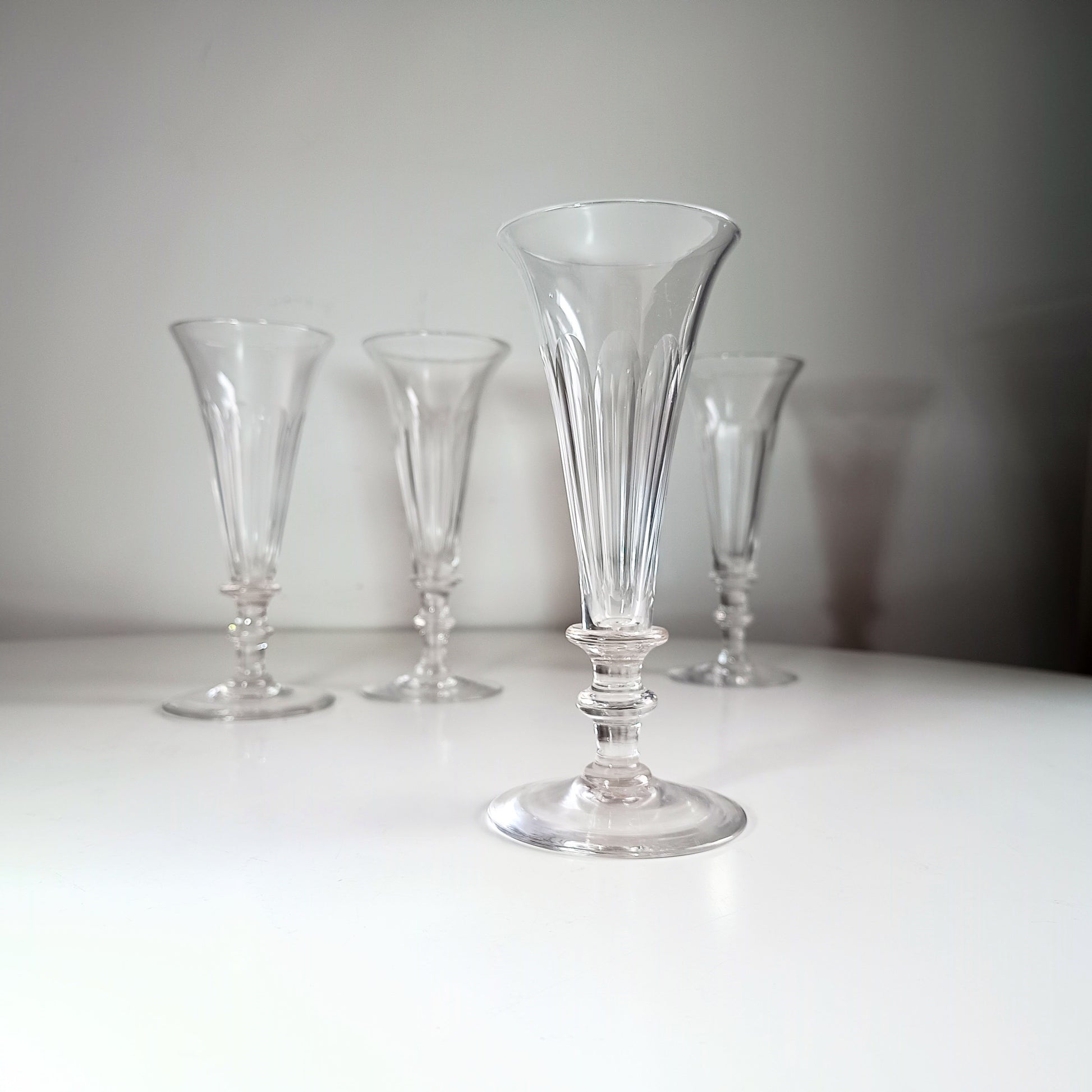 Vintage Crystal Champagne Flutes Georgian Wine Glasses 