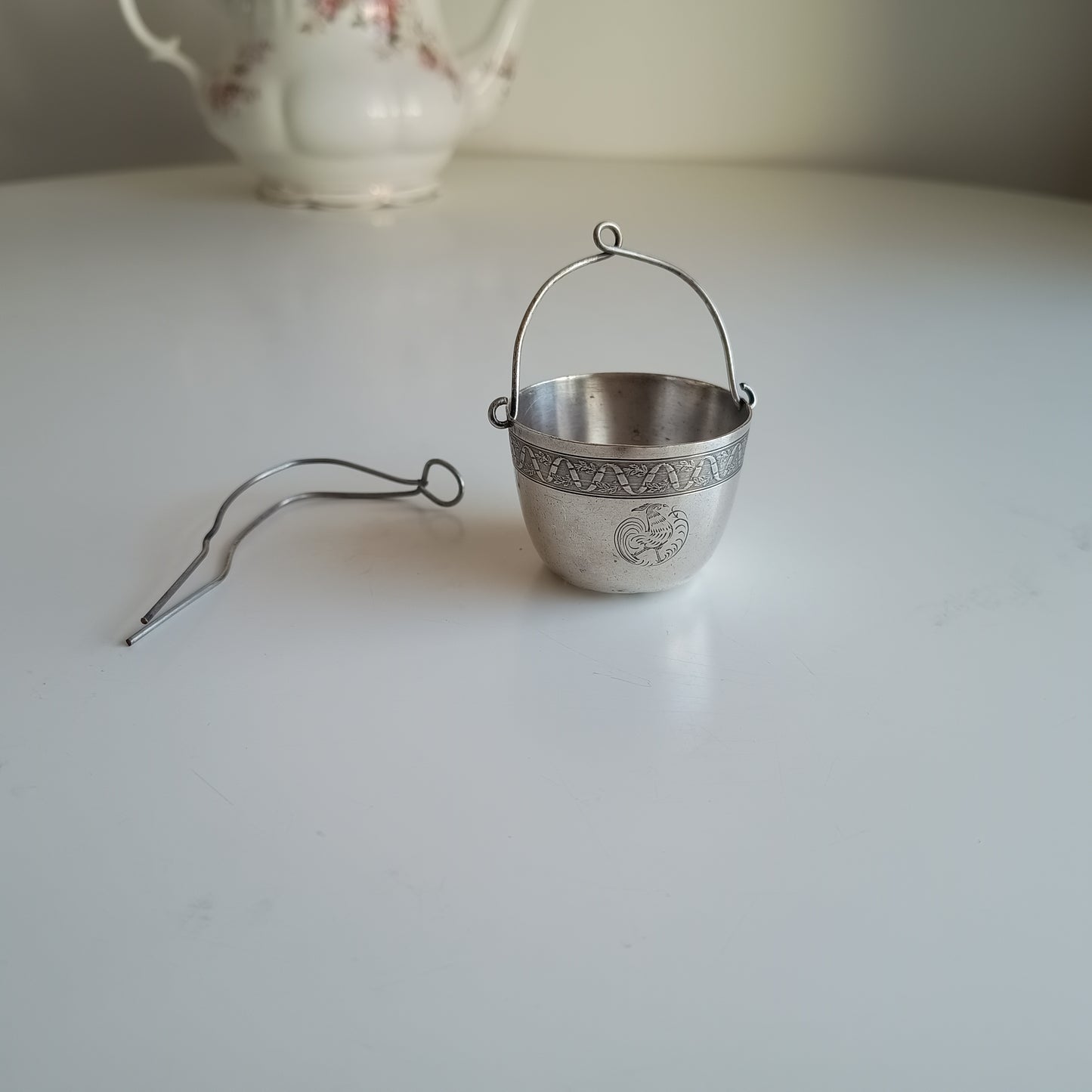 Vintage Tea Strainer by Exclusive Maison Ercuis: Engraved French Rooster Crest