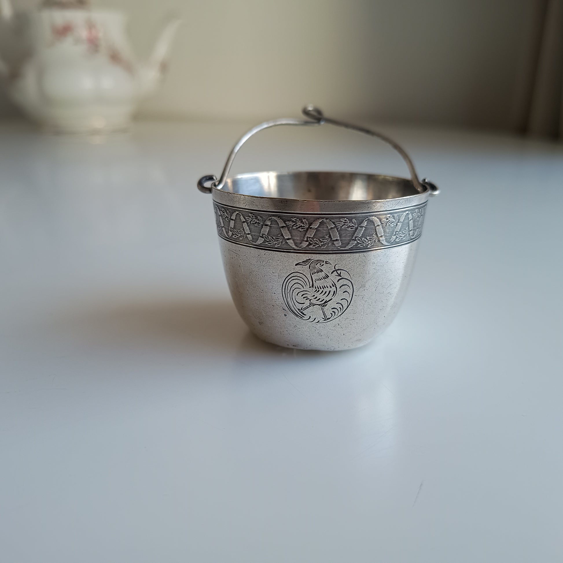 Vintage Tea Strainer by Exclusive Maison Ercuis: Engraved French Rooster Crest
