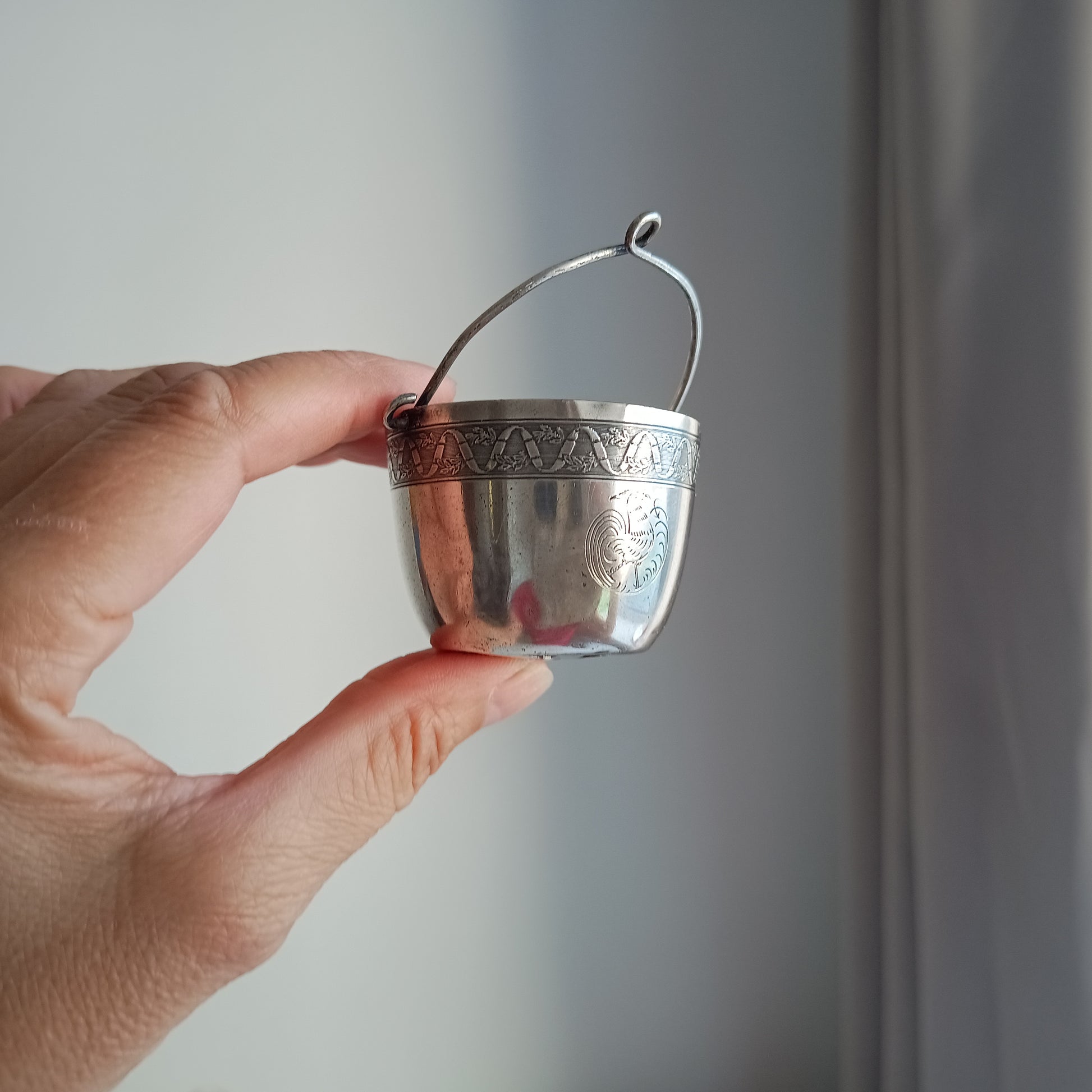 Vintage Tea Strainer by Exclusive Maison Ercuis: Engraved French Rooster Crest