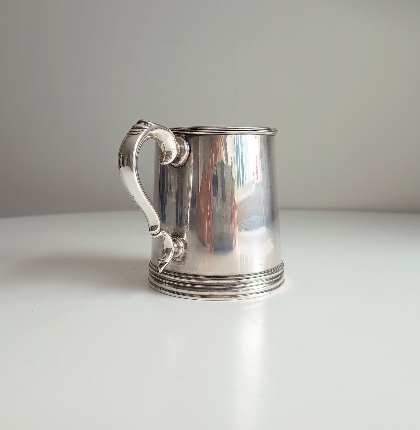 Vintage English Silver Plate Ale Mug: Half Pint Traditional Beer Tankard, Georgian Style