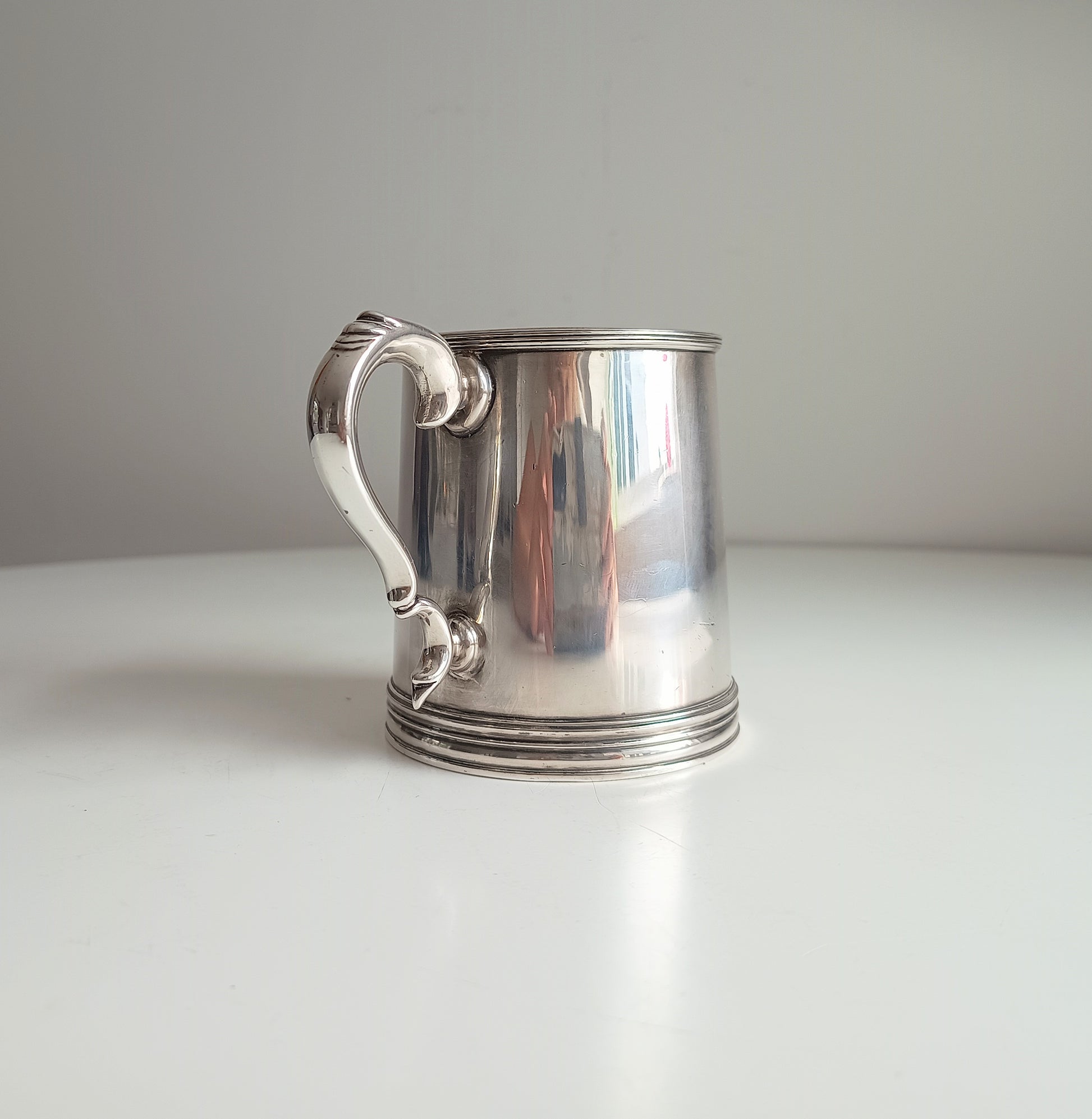 Vintage English Silver Plate Ale Mug: Half Pint Traditional Beer Tankard, Georgian Style