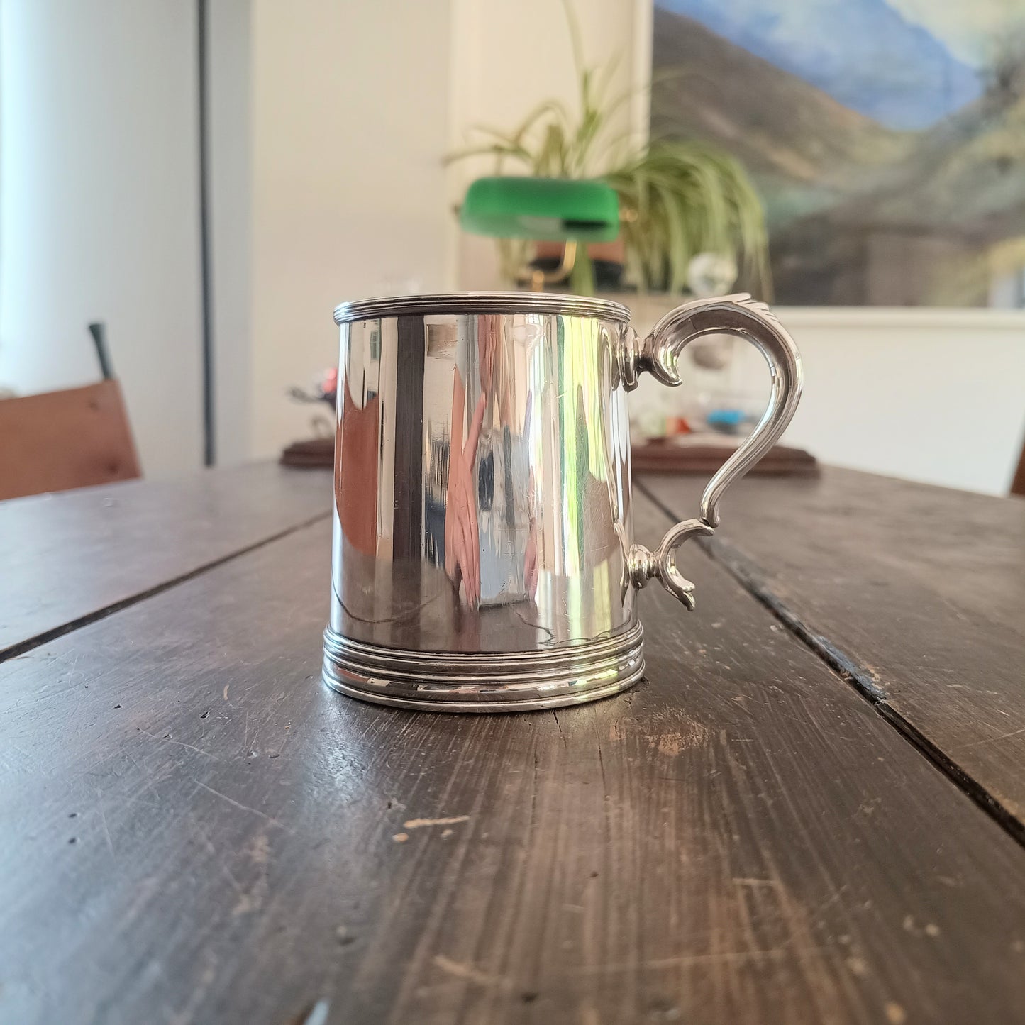 Vintage English Silver Plate Ale Mug: Half Pint Traditional Beer Tankard, Georgian Style