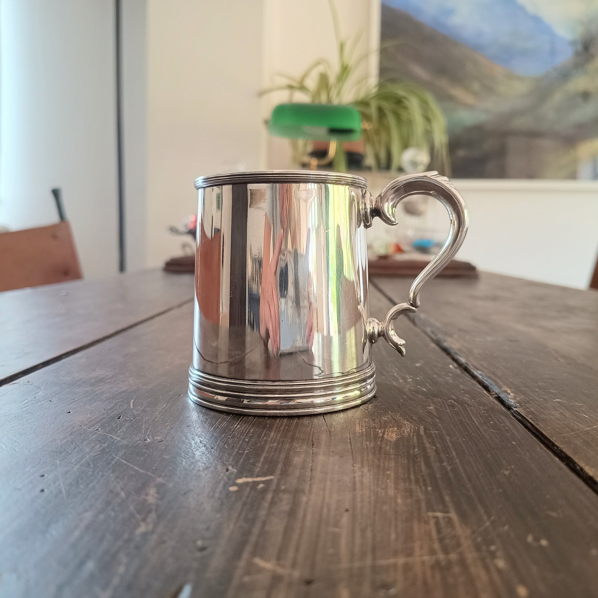 Vintage English Silver Plate Ale Mug: Half Pint Traditional Beer Tankard, Georgian Style