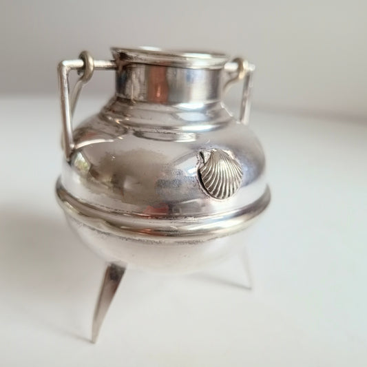 Grated Cheese or Parmesan Server Cauldron in Regional Galician Style Decorated with Compostela Shell