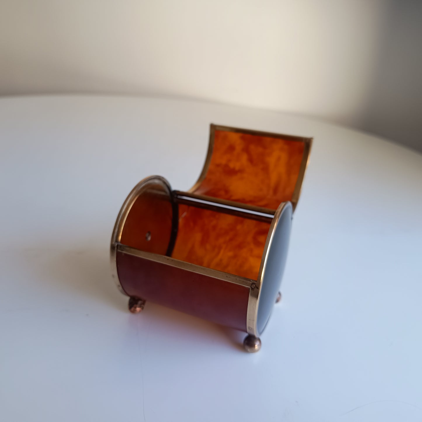 Novelty German Art Deco Faux Tortoiseshell Celluloid Early Plastic Tambour Cigarette Case