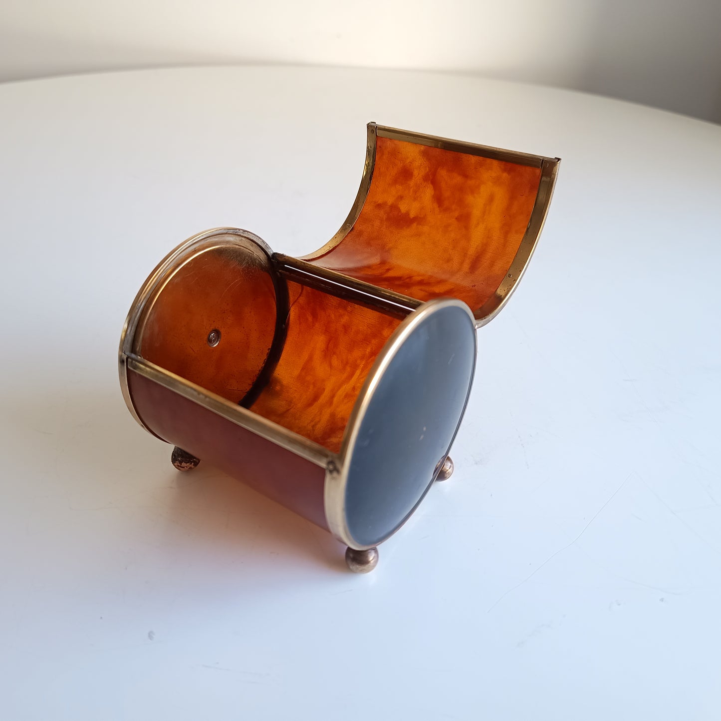 Novelty German Art Deco Faux Tortoiseshell Celluloid Early Plastic Tambour Cigarette Case