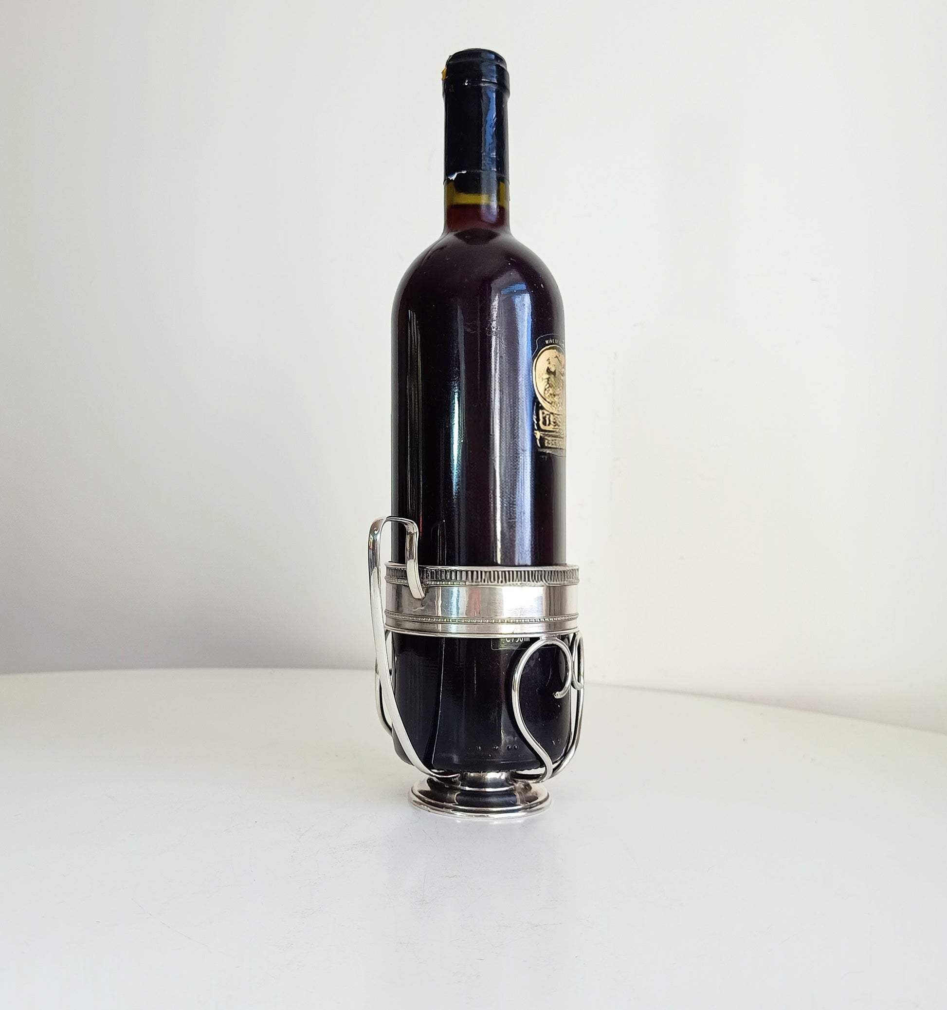 Vintage Georgian Style Silver Plate Neo-Classical Red Wine Bottle Display Stand Wine Cradle Drinks station