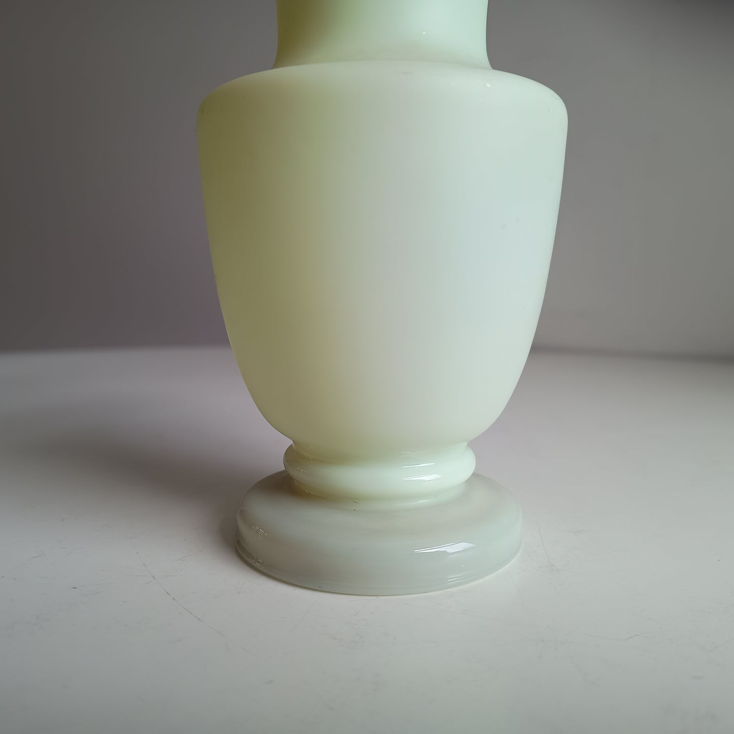 Vintage Uranium Opaline Glass Cabinet Vase: Aesthetic Movement Japonisme Enamel